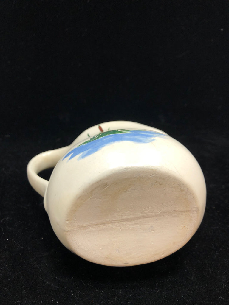 CAT TAIL PAINTED CERAMIC MINI PITCHER.
