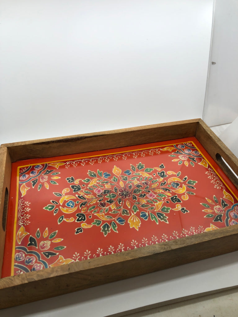 RUSTIC ORANGE FLORAL TRAY.