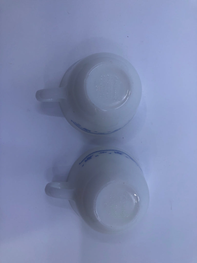 2 CORNING WARE MUGS W BLUE FLORAL.
