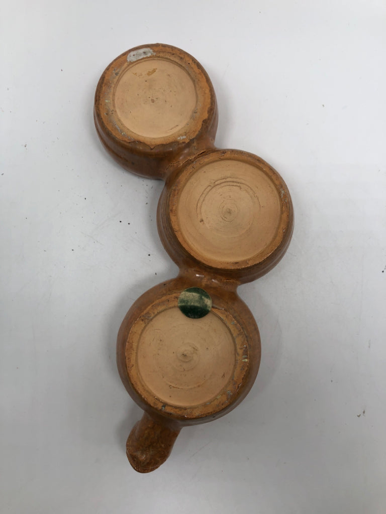 BROWN SNAKE POTTERY VOTIVE HOLDER.