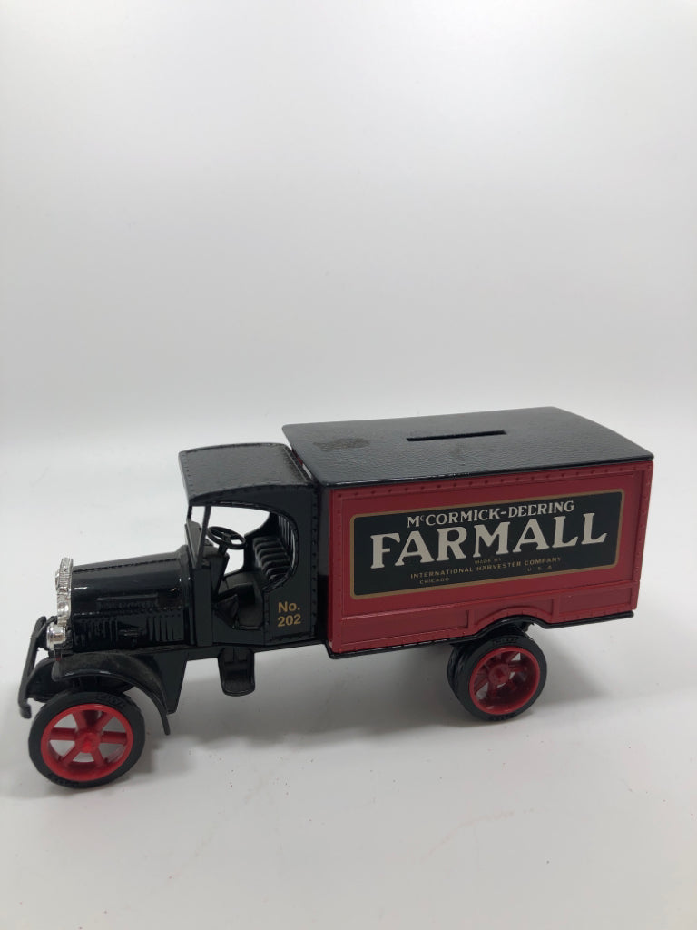 BLACK METAL TRUCK "FARMALL" BANK.