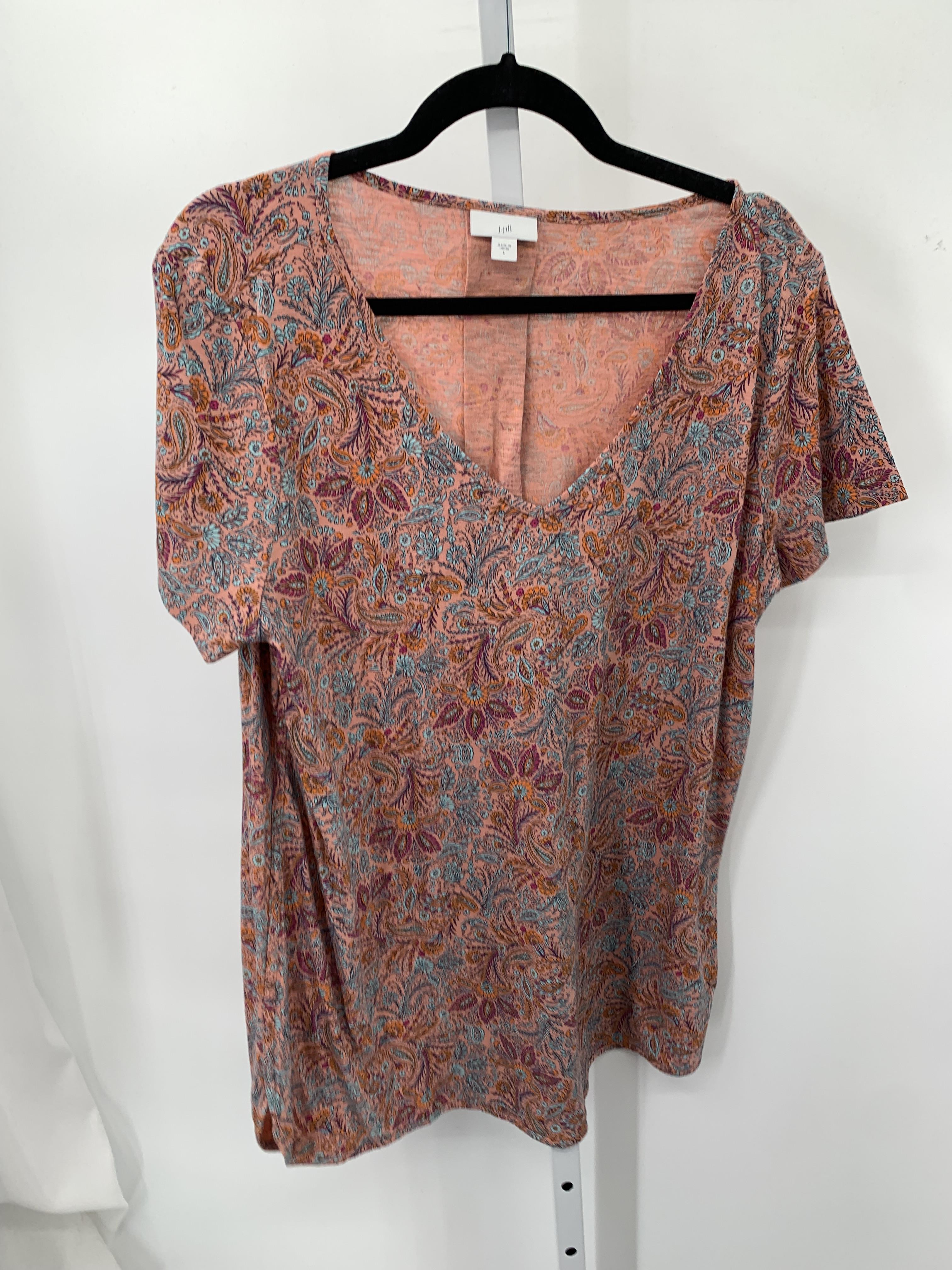J-Jill Size Large Misses Short Sleeve Shirt