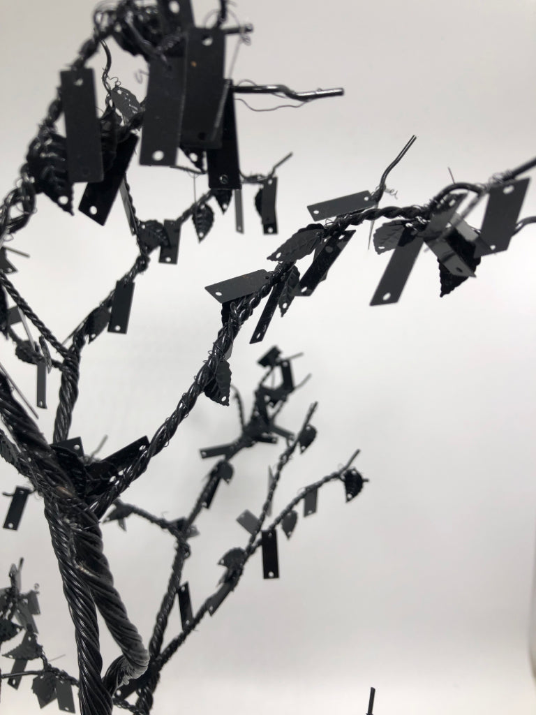 BLACK TINSEL AND WIRE HALLOWEEN TREE.