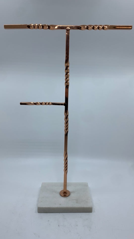 ROSE GOLD JEWELRY  HOLDER W/MARBLE BASE.