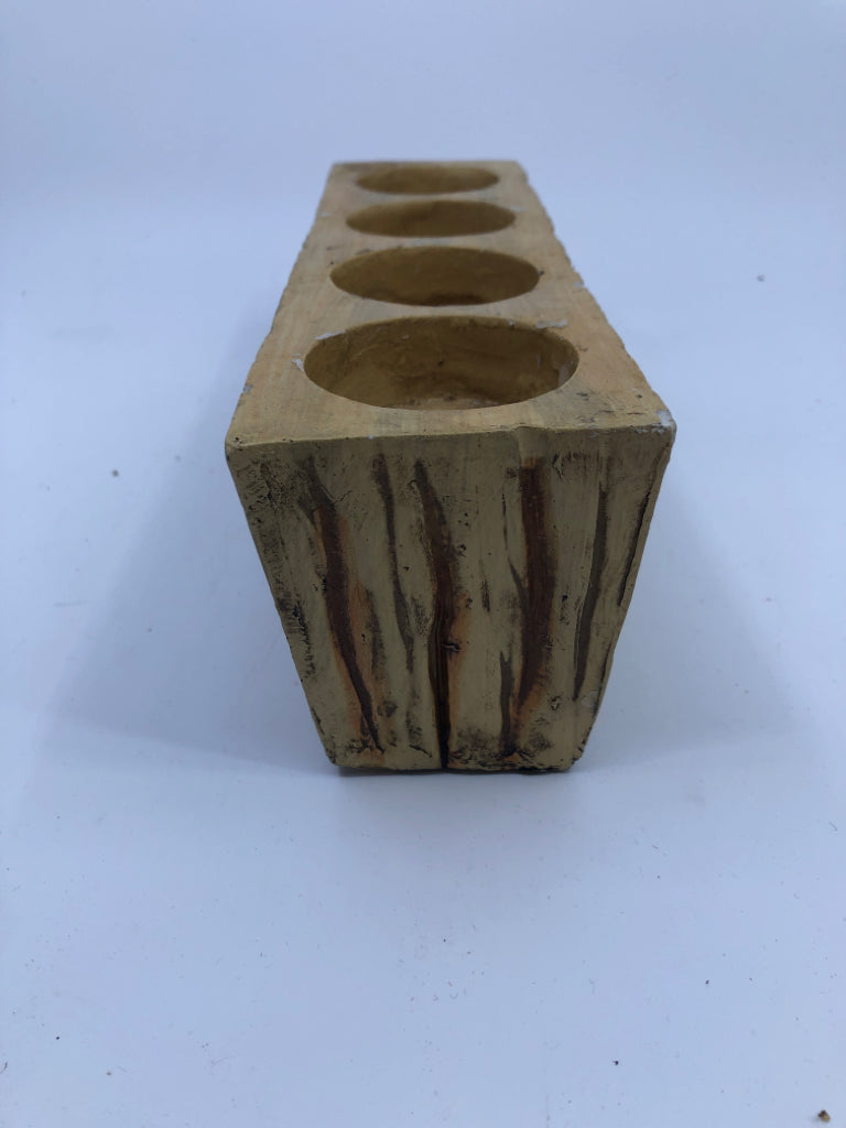 DECORATIVE WOOD CANDLE HOLDER.