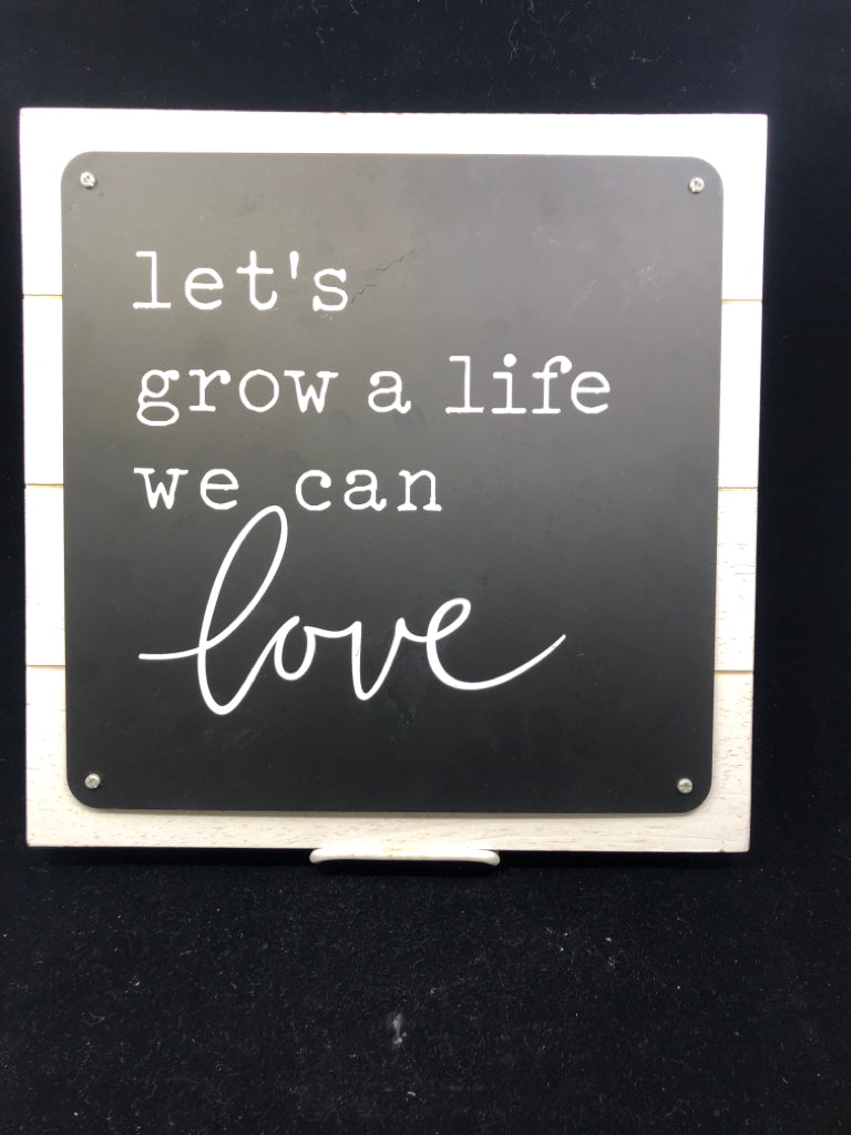 LET'S GROW A LIFE- BLACK AND WHITE WALL HANGING.