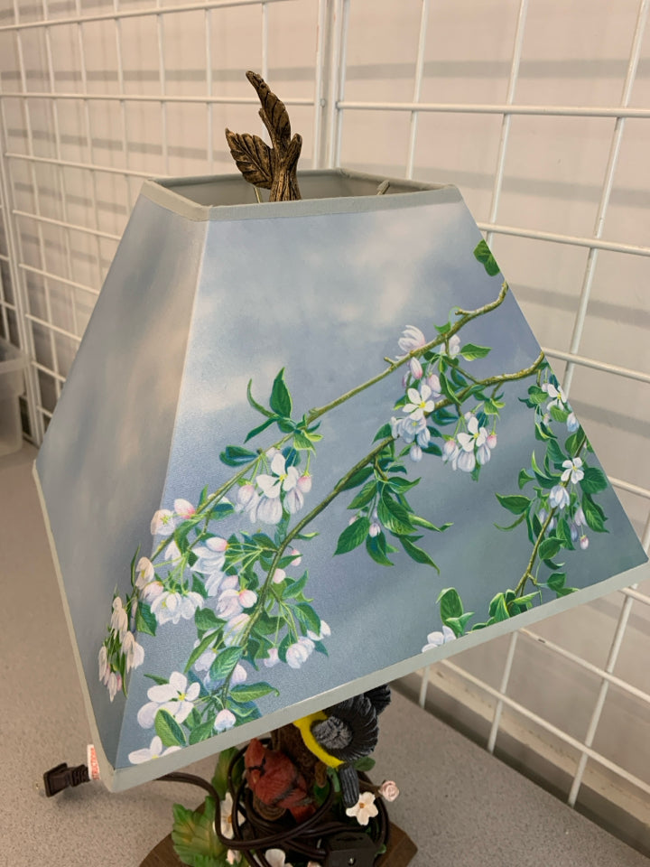 BIRD THEMED LAMP W/BRANCH SHADE.