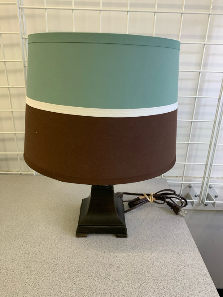 BLUE & BROWN STRIPED LAMP.