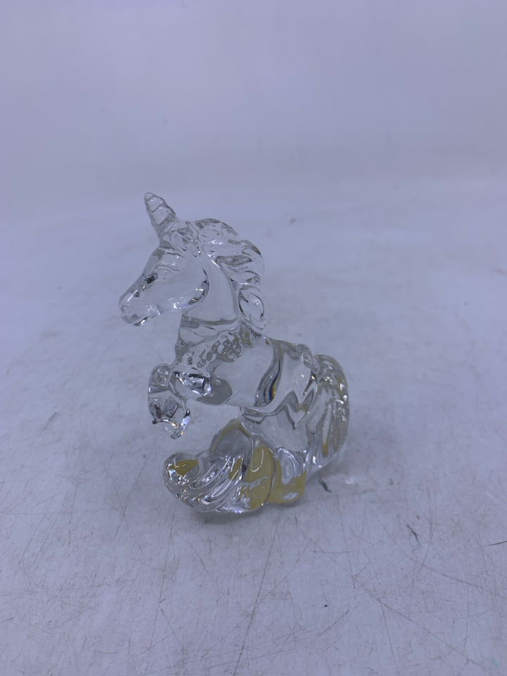 CLEAR CRYSTAL ROCKING UNICORN.