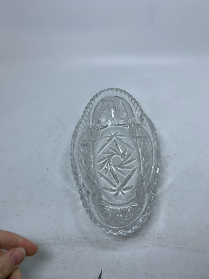 IRENA CRYSTAL OVAL CUT GLASS BOWL.