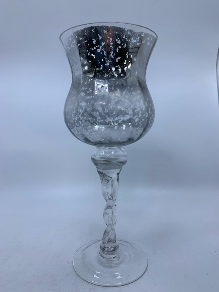 MERCURY GLASS CANDLE HOLDER.