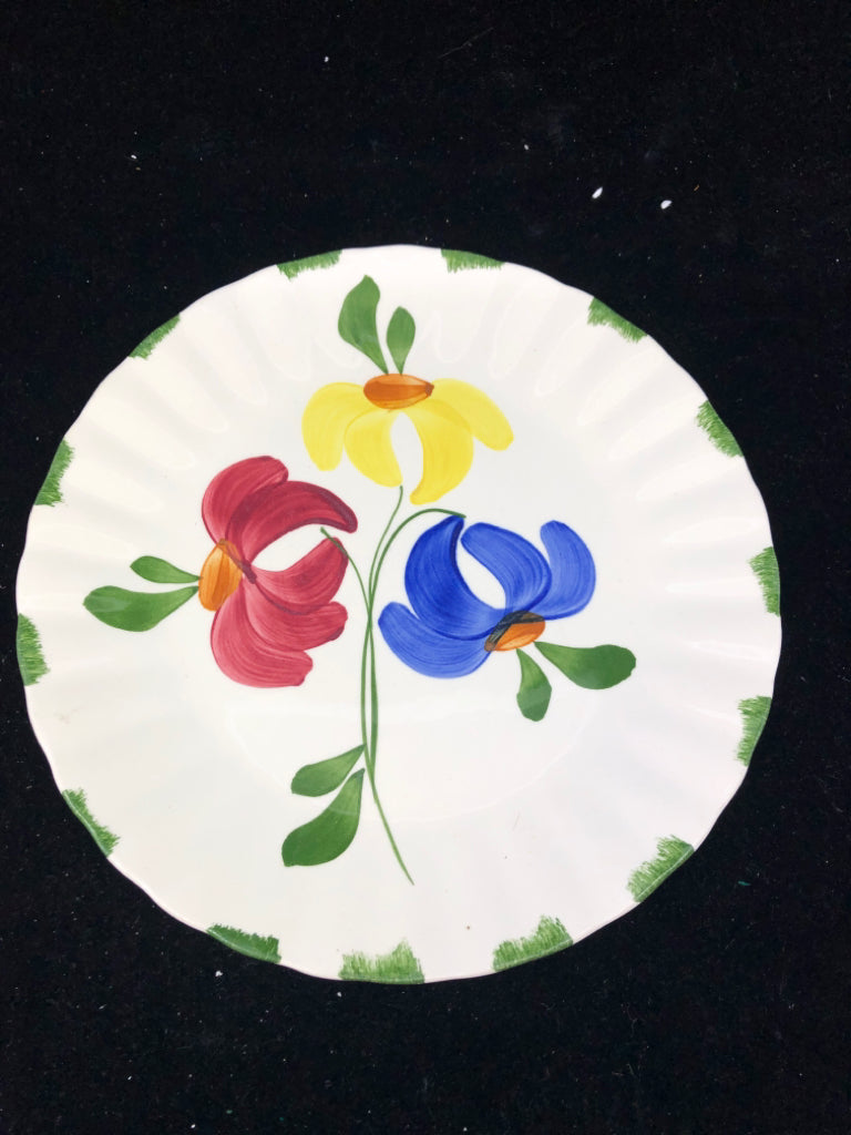 VTG CREAM FLORAL W GREEN ACCENT SERVER.