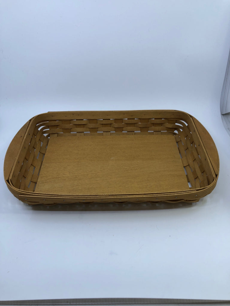 2002 RECTANGLE BASKET W WOOD BOTTOM AND HANDLES.