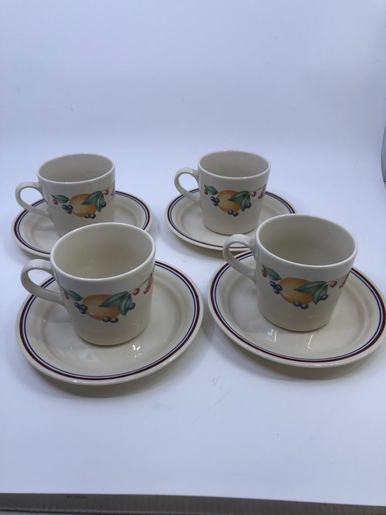 8PC CORELLE ABUNDANCE MUG AND SAUCER SET- 4 CUPS, 4 SAUCERS.