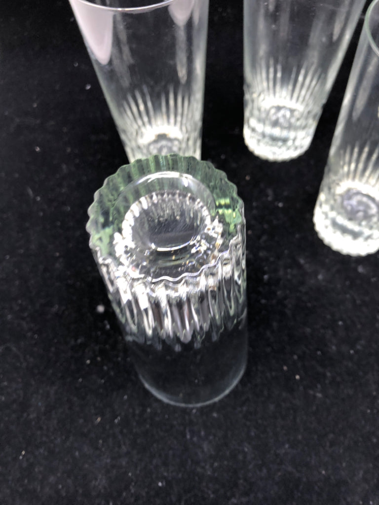 6 CUT GLASS BOTTOM WATER GLASSES.
