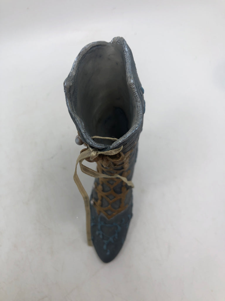 MINI GOLD & BLUE DECORATIVE BOOT.