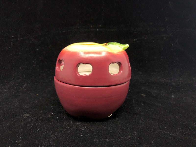 2PC RED APPLE TEA LIGHT HOLDER.