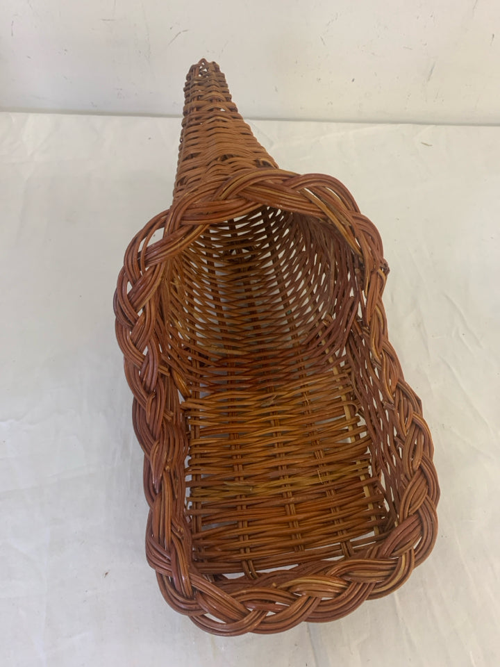 DARK WOVEN CORNUCOPIA BASKET .