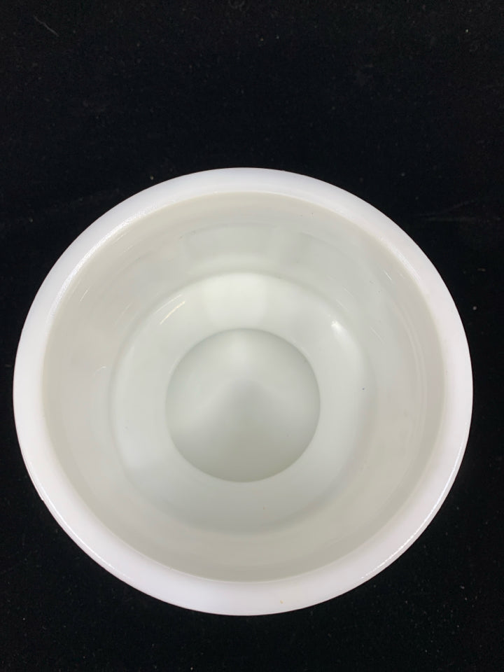 VTG WHITE MILK GLASS VASE PLANTER W/ RECTANGULAR DESIGN.