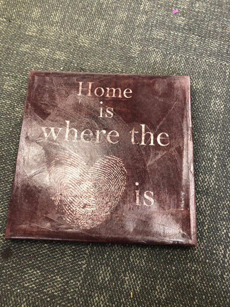 HOME MAROON THUMBPRINT CANVAS WALL ART.