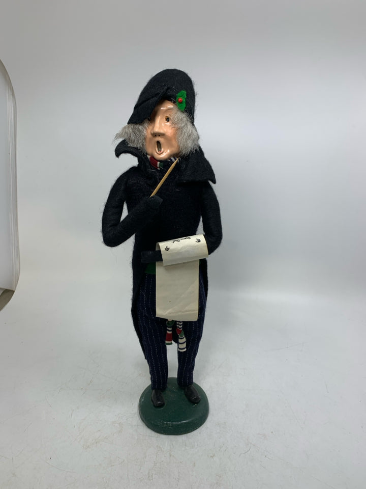 VTG BYER'S CHOICE MAN IN BLACK COAT CAROLER 1985.