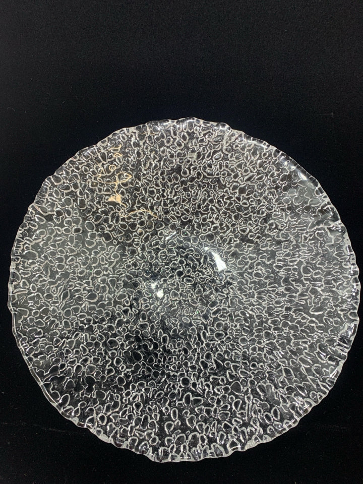 TEXTURED BUBBLE GLASS SERVING BOWL.