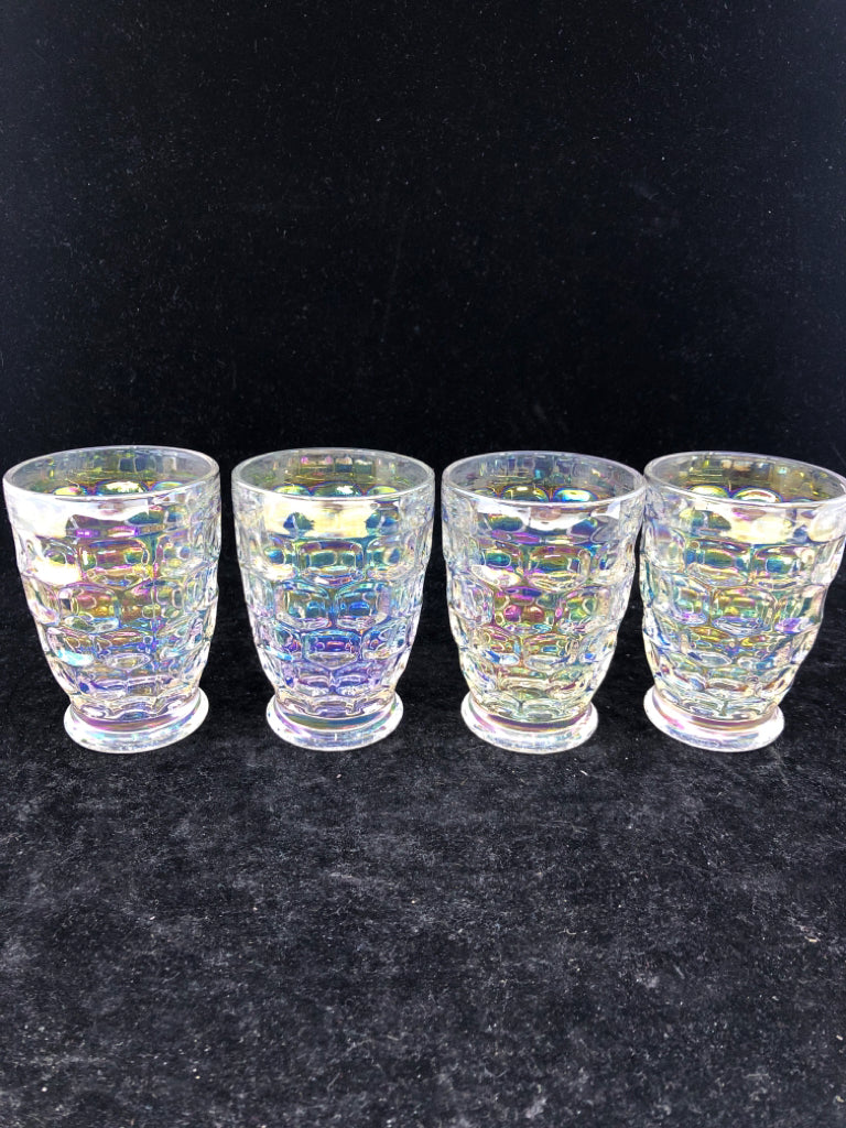 4 IRIDESCENT DIVET JUICE GLASSES.