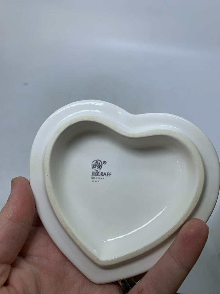 HEART SHAPED TRINKET BOX W/ CHRISTMAS GARLAND.