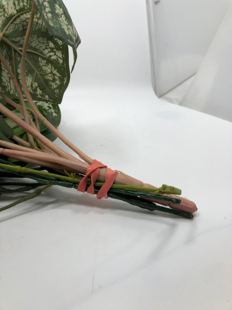 FAUX ROSE AND GREENERY BOUQUET.