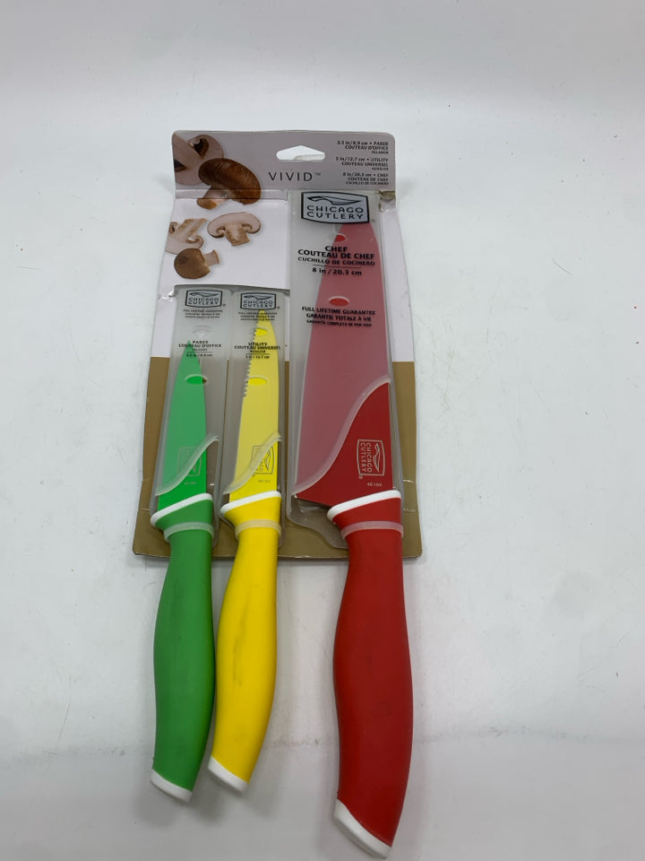 NIP CHICAGO CUTLERY 3PC KNIFES.