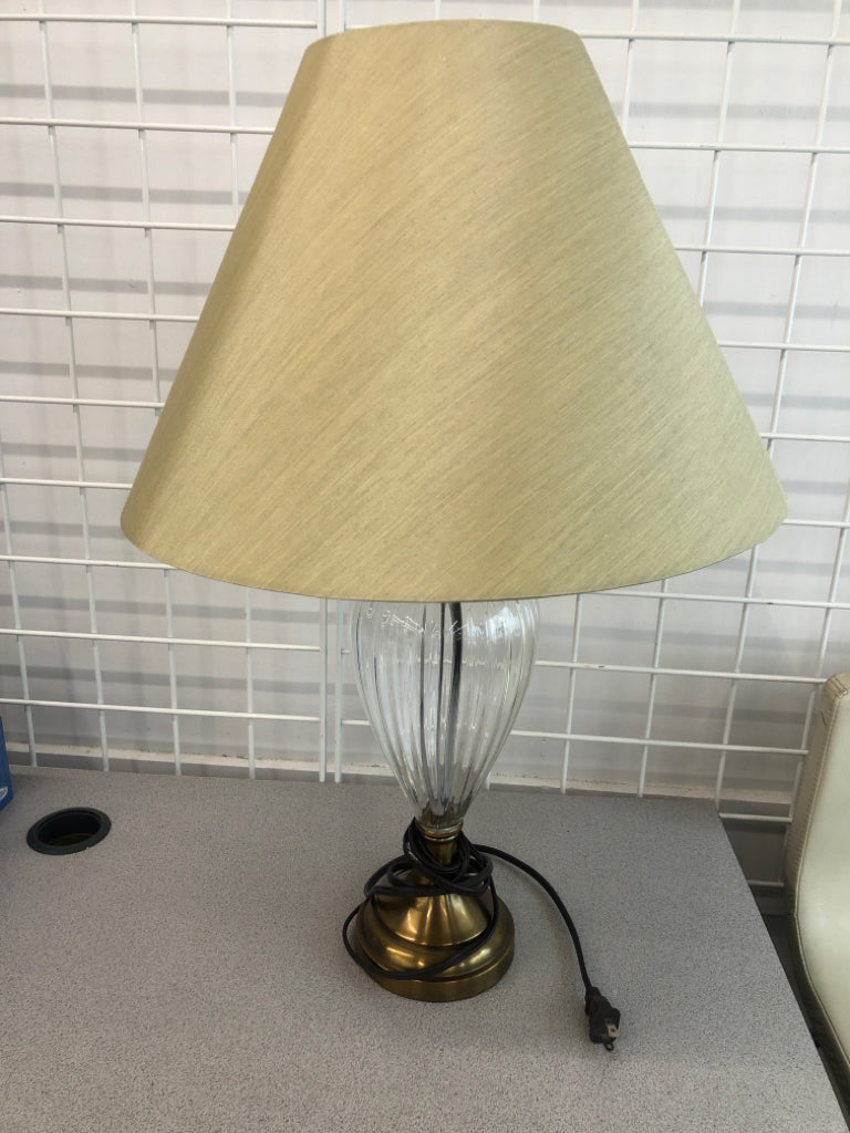 GLASS LAMP W/METAL BASE.