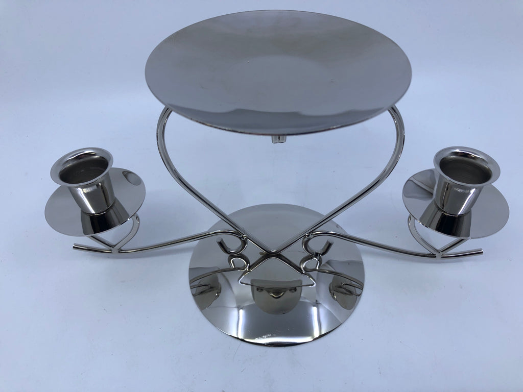 METAL HEART UNITY CANDLE HOLDER.