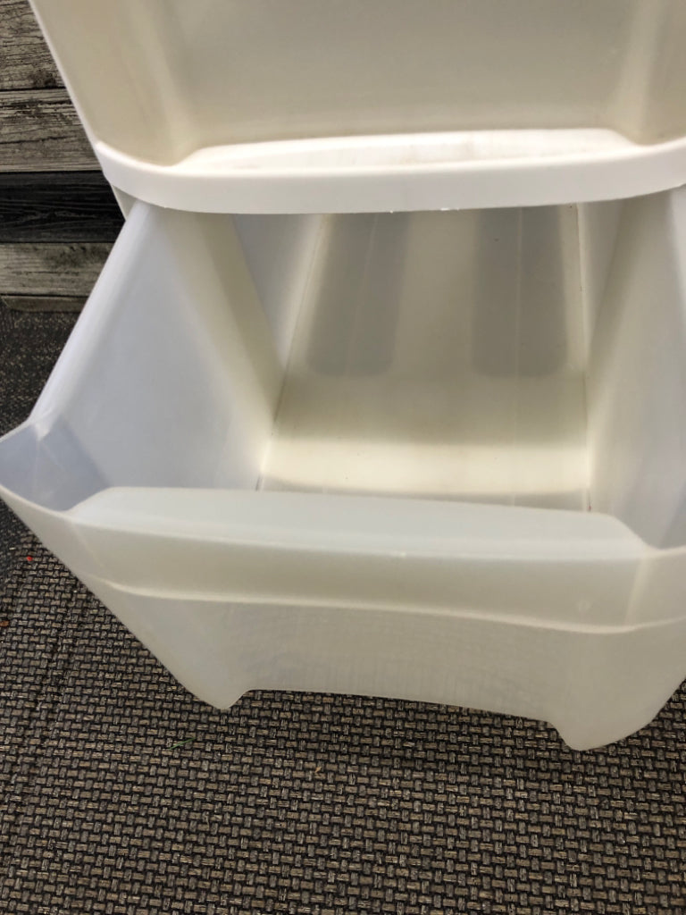 NARROW 3 DRAWER WHITE STORAGE CART.