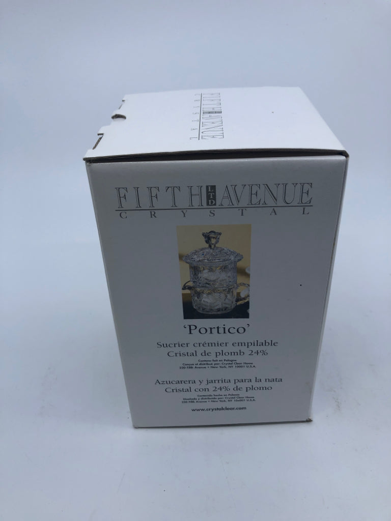 NIB FIFTH AVENUE STACKABLE SUG/CREAMER CRYSTAL.