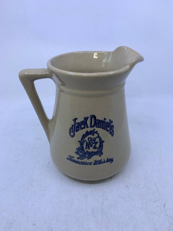 TAN POTTERY JACK DANIELS PITCHER.