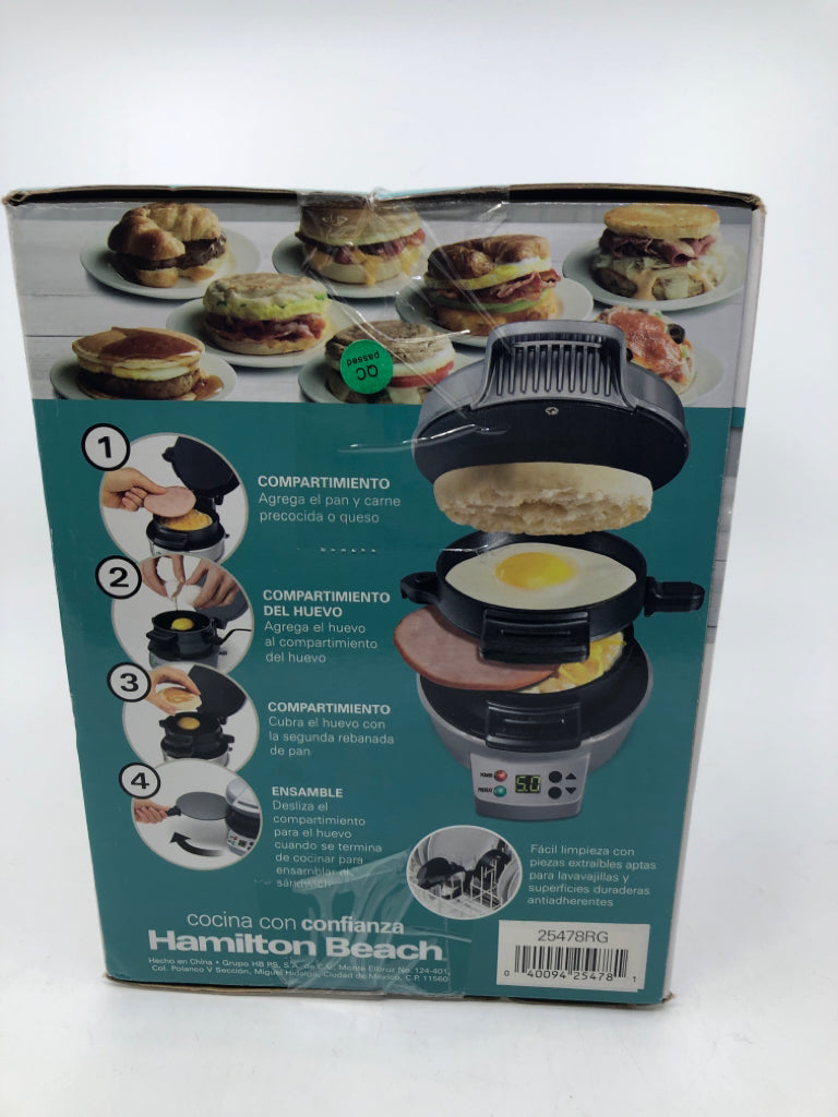 NIB HAMILTON BEACH BREAKFAST SANDWICH MAKER.