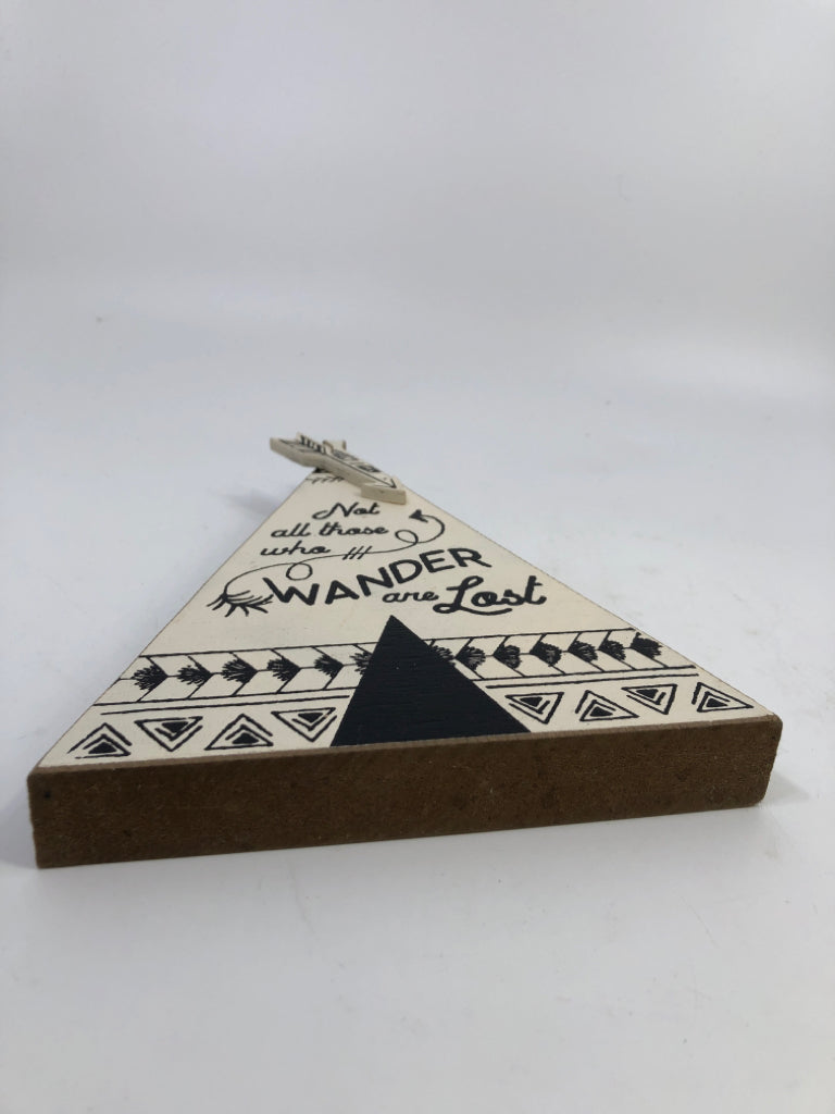 WOOD TEEPEE ALL WHO WANDER WOOD BLOCK.