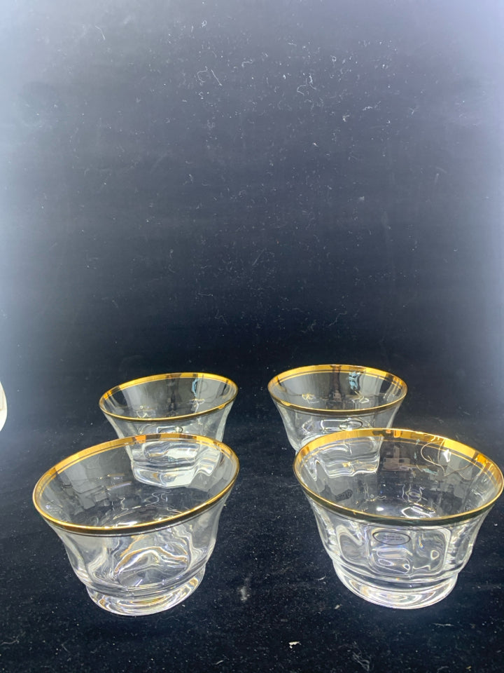 4 JAMESTOWN GOLD GLASS BOWLS.