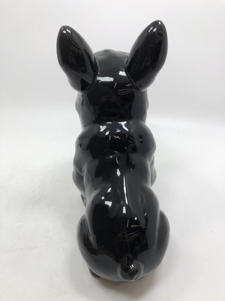 BLACK BULL-DOG CERAMIC FIGURE.