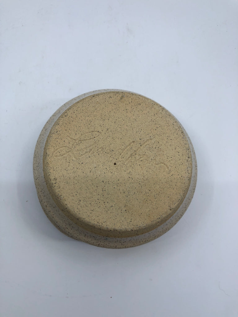 SMALL BLUE POTTERY BERRY STRAINER.