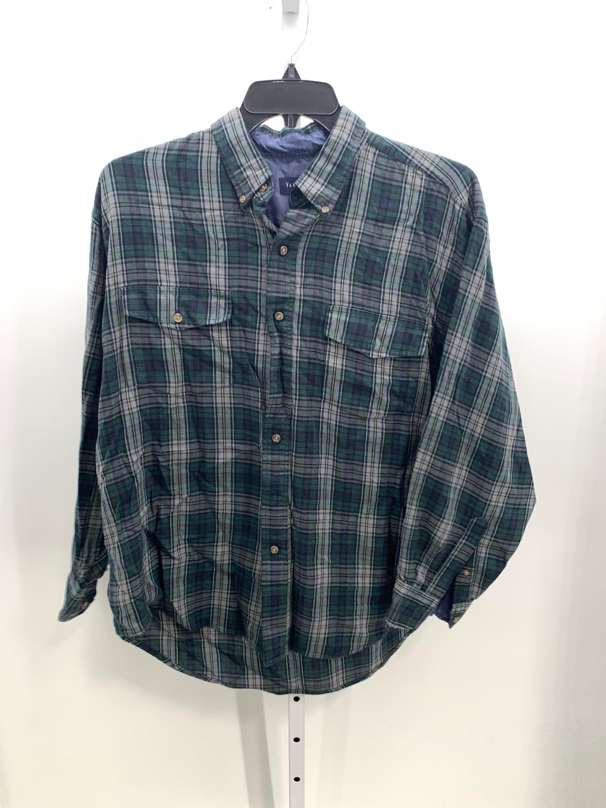GREEN/ NAVY PLAID BUTTON DOWN