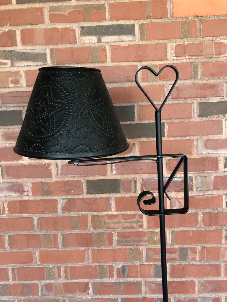 PRIMITIVE PUNCHED METAL FLOOR LAMP.