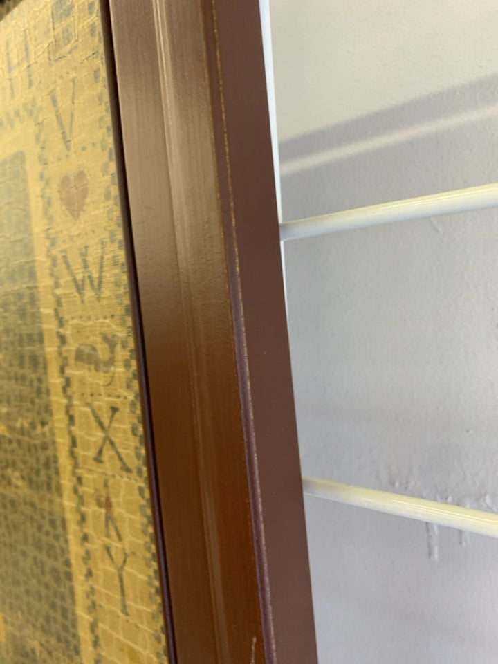 PRIM NIGHT SCENE W/ALPHABET BORDER & CRACKED FINISH.