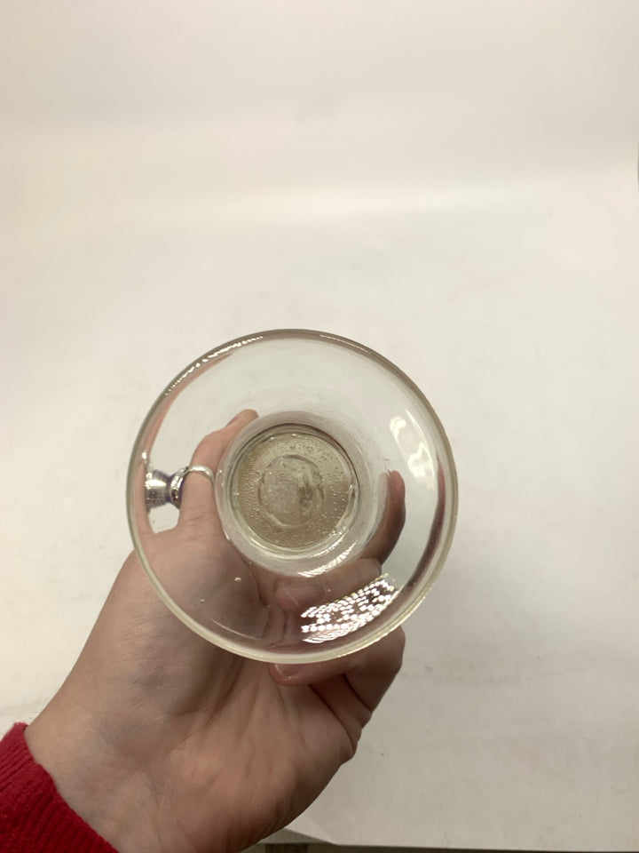 FOOTED BLOWN GLASS VASE W/ BUBBLES.