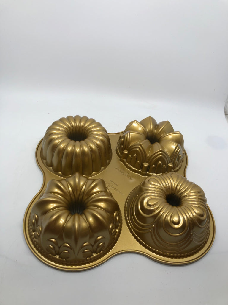 4 CAVITY BUNDT QUARTET CAST ALUMINUM.