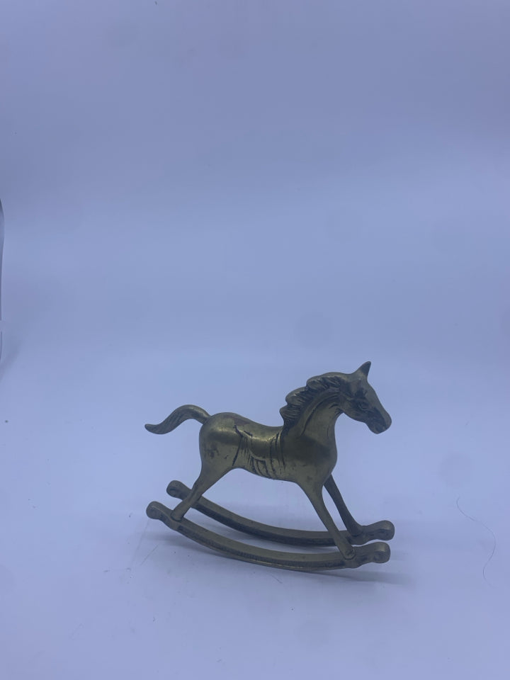 SMALL BRASS ROCKING HORSE.