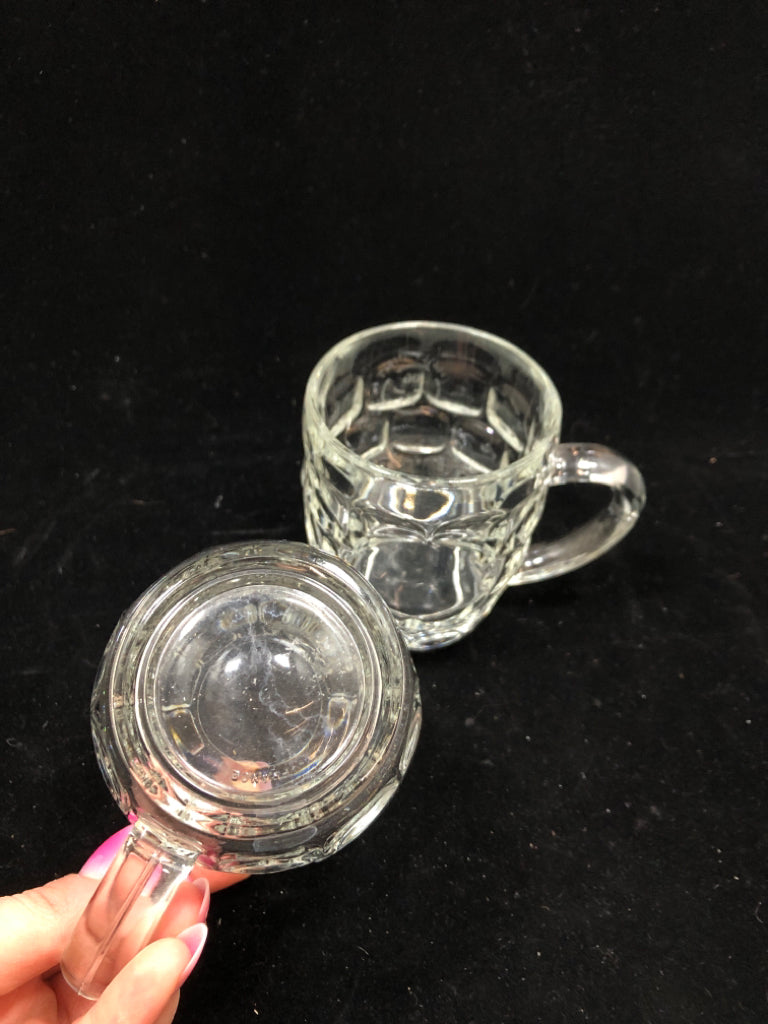 2 THUMBPRINT CUT GLASS MUGS.