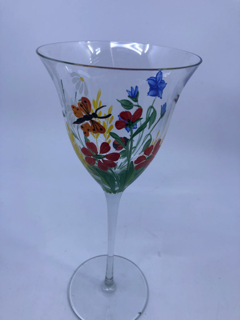 2 FLORAL PAINTED GLASSES.