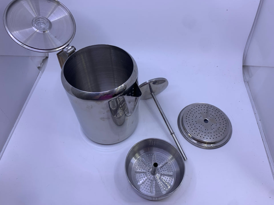 VTG METAL PERCOLATOR COFFEE POT.