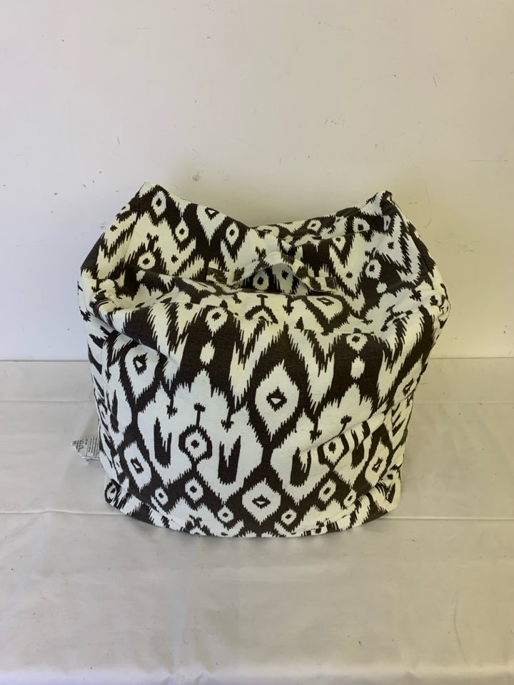 WHITE AND BROWN FOOT REST/ POUF.